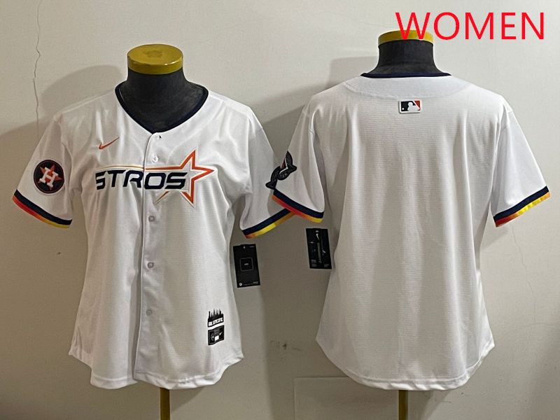 Women Houston Astros Blank White three generations Joint Name Nike 2025 MLB Jersey style 3->women mlb jersey->Women Jersey